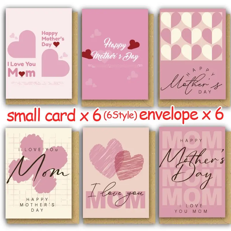 6 tarjetas para el Día de la Madre con sobres, tarjetas para el Día de la Madre para mamá, hija, esposa, cumpleaños, Día de Acción de Gracias, la mejor mamá del mundo