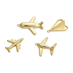 1pcs 14K Gold Plated Brass Airplane Shape Charms Pendant for Earring Necklace Bracelet DIY Jewelry Findings Making Accessories