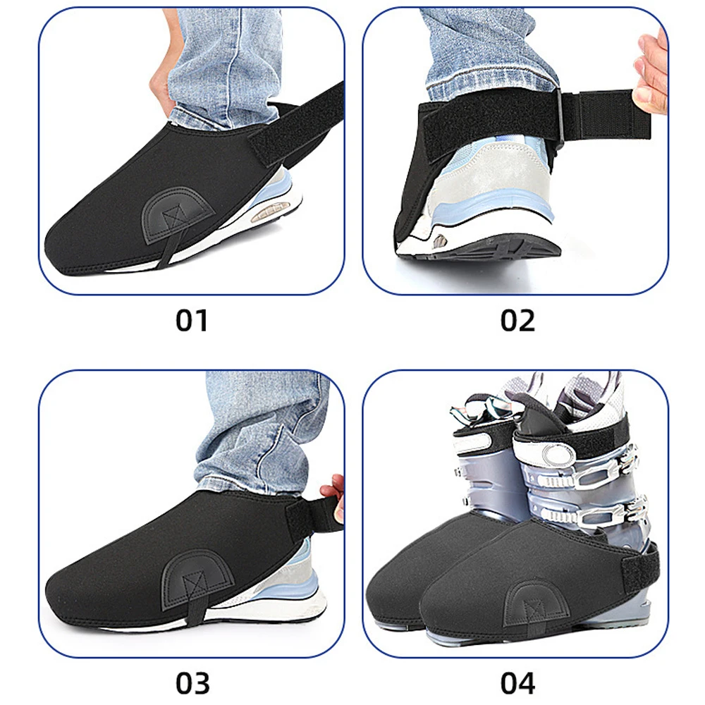 أغطية أحذية التزلج المعزولة الحرارية زوج واحد - تدفئة الأحذية المصنوعة من النيوبرين المقاومة للماء والطقس البارد، ملحقات رياضية شتوية للرجال والنساء #2