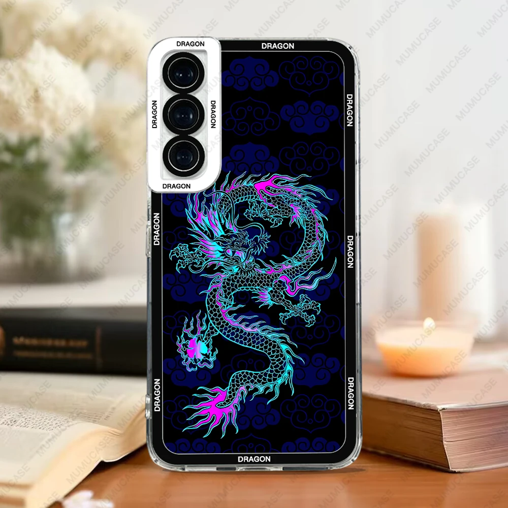 Case For Samsung Galaxy S20 S21 FE S22 S23 Ultra A13 A32 A33 A50 A52 A53 A73 A54 A14 Soft Cover Dragon Art