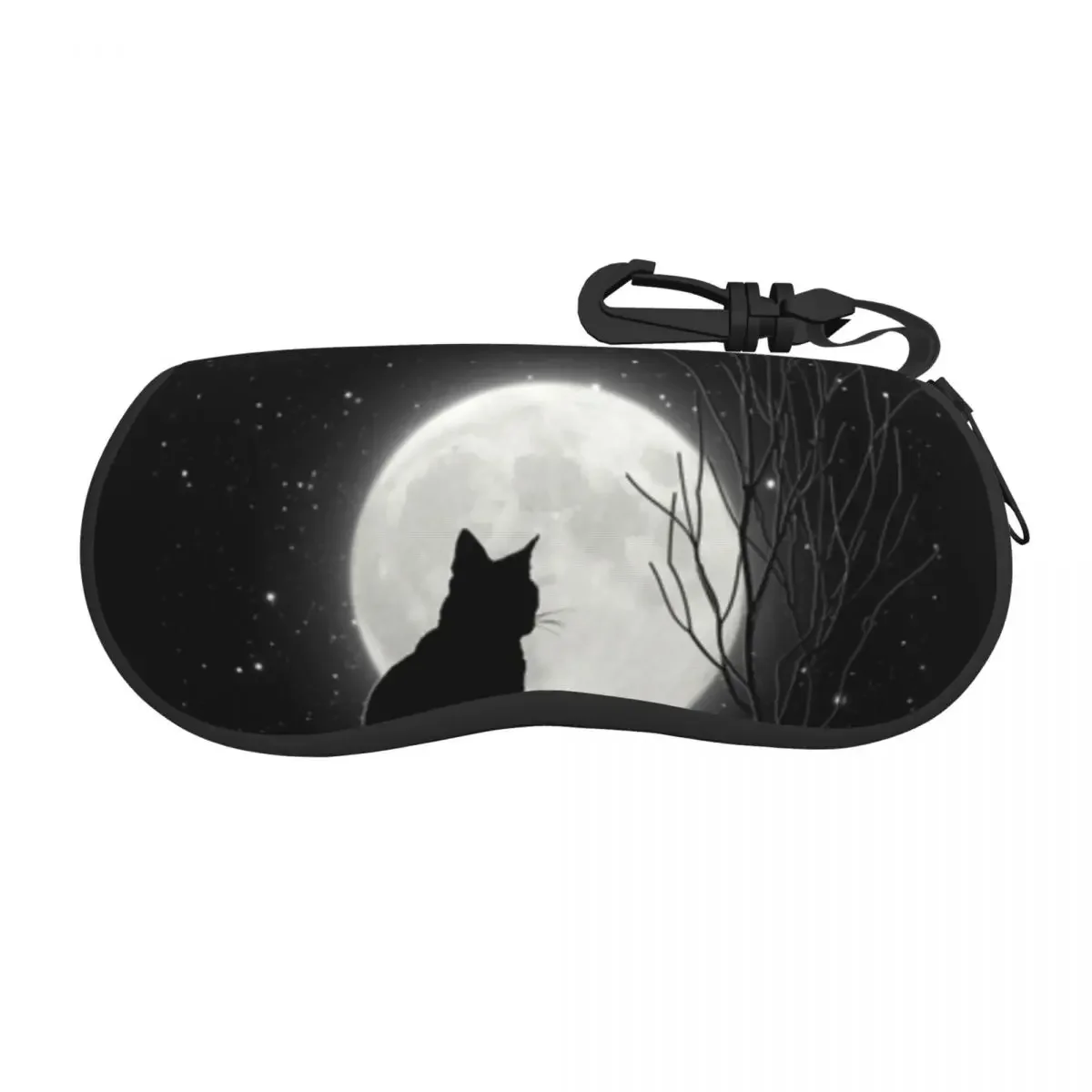 

Black Cat Looking At The Full Moon Eyeglass Glasses Case Men Women Soft Animal Cartoon Sunglasses Protective Box