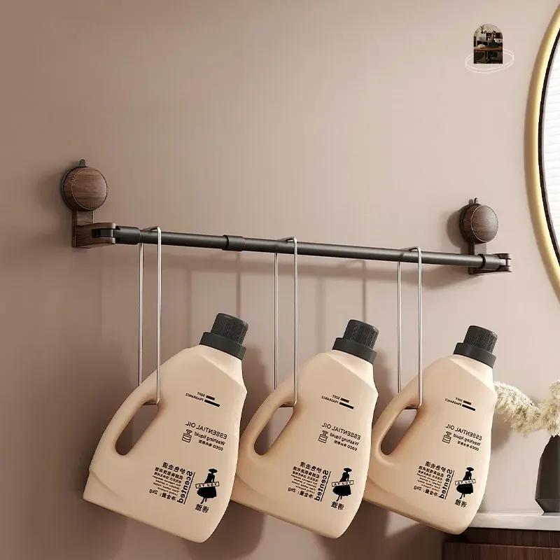 

storage rack for towels Suction cup retractable towel rack for bathroom no punching walnut wood bathroom towel pole towel