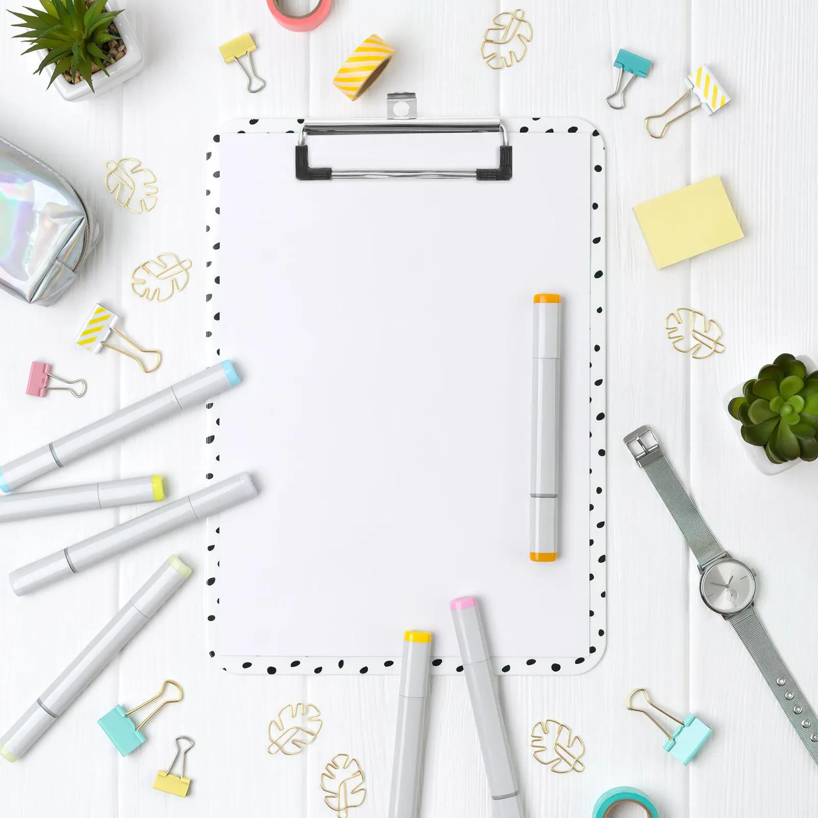 15Pcs Heavy Duty Metal Clipboard Clips 10Cm Spring Loaded Surface Mount with Hanging Hole for Document Organization School