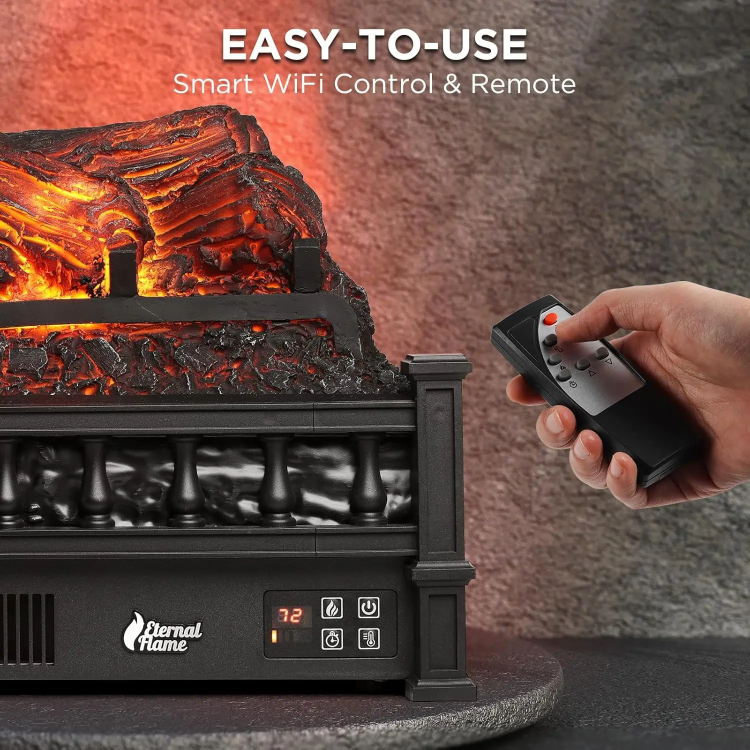 Eternal Flame Infrared Electric Fireplace Logs, 23" Infrared Quartz, Remote Control Fireplace Insert Log Heater, Realisti