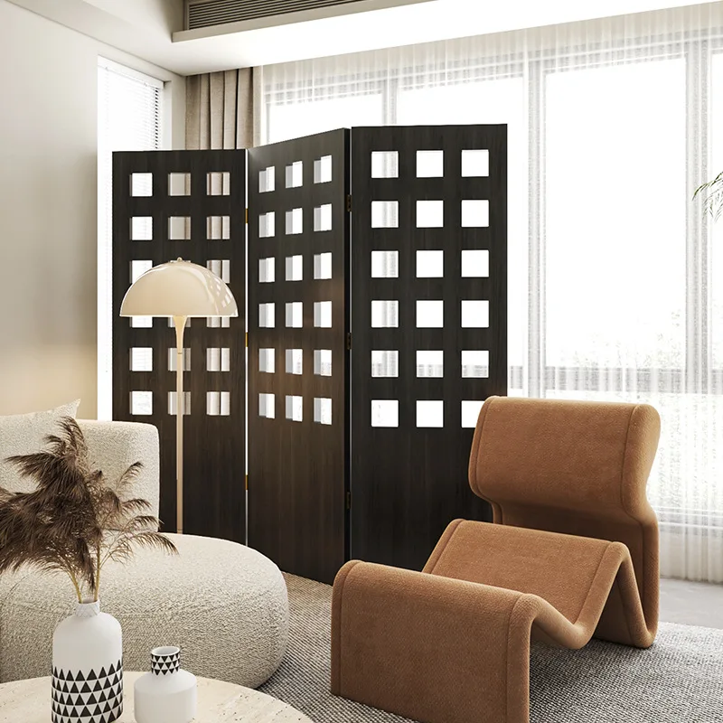 

Screen retro wabi-sabi wind folding screen folding mobile bed and breakfast living room partition Internet celebrity