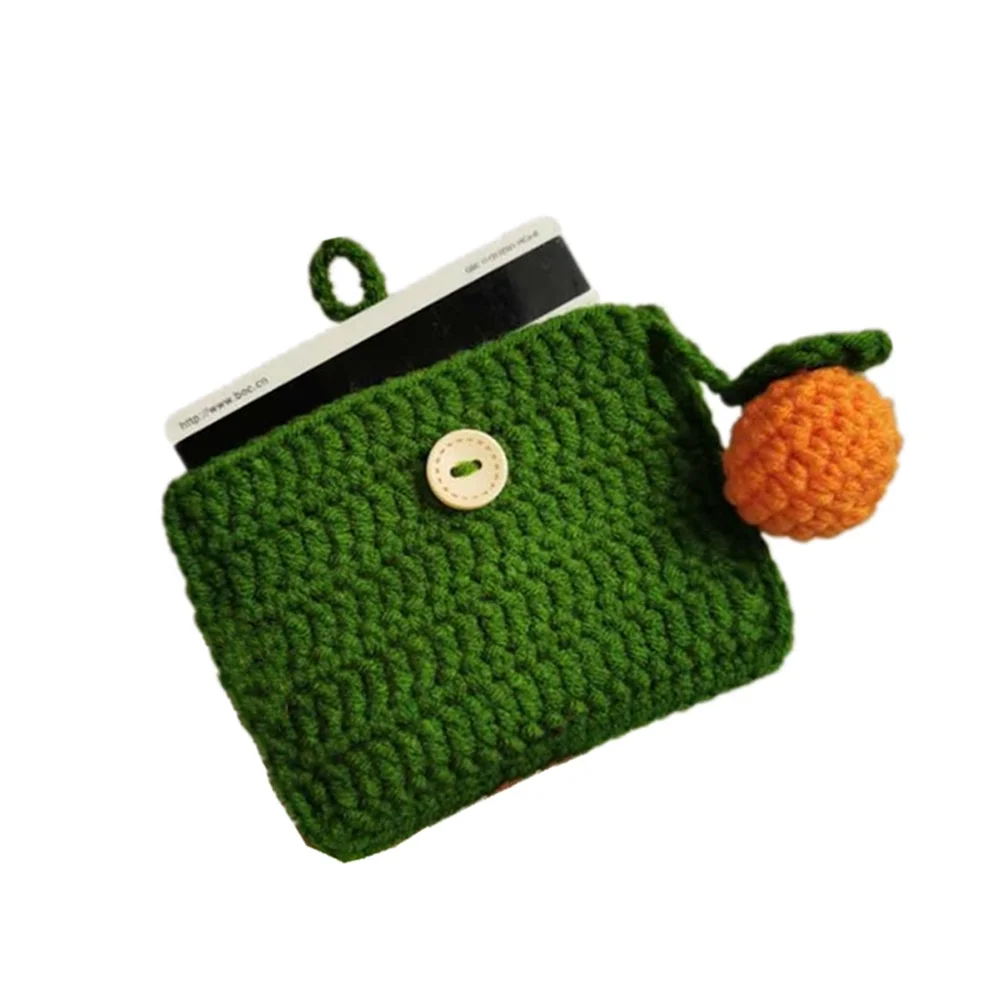 BOMHCS  Handmade knitted Crochet Leaf Fruit Credit Bus Cards Protective Sleeve