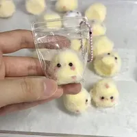New 2Pcs/Set Chick Keychain Squeeze Stress Relief Toy Key Ring Soft Mochi Toy Cartoon Slow Rebound Toys Decompression Squishy