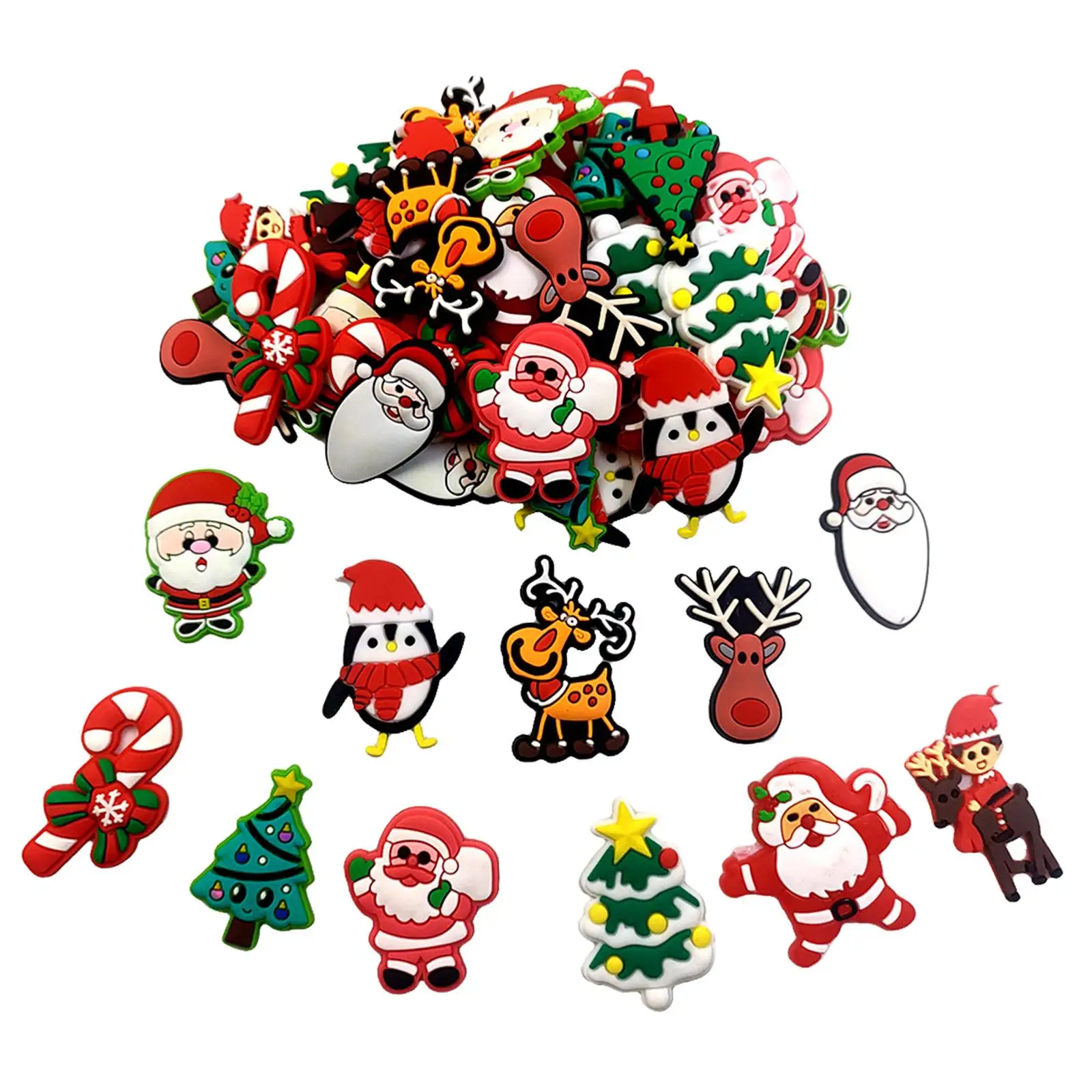 Cute Kawaii PVC Flatback Charms Christmas Tree Santa for Hair Clips Dollhouse Crafts