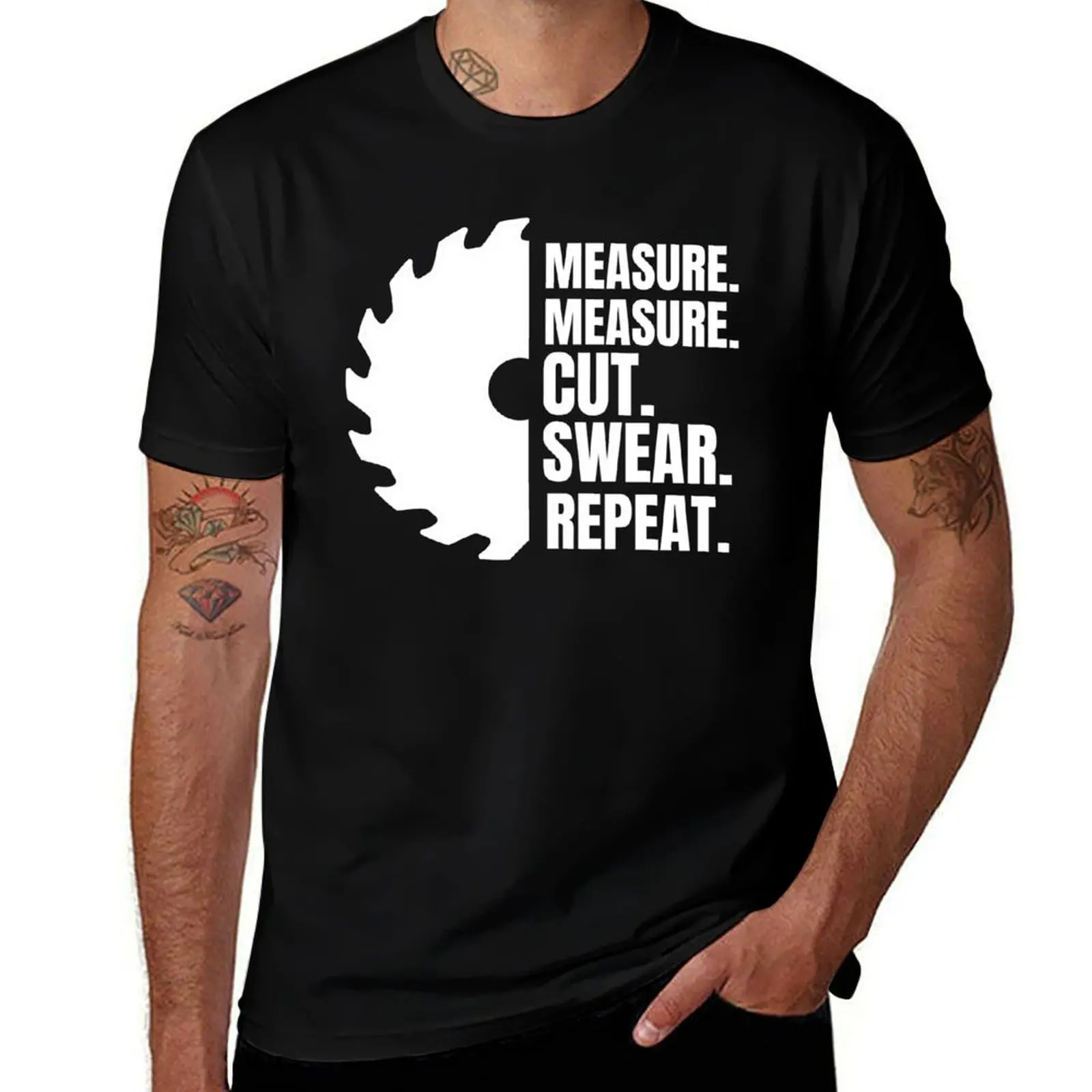 Measure Measure Cut Swear Repeat T-Shirt Basic Short Sleeve Cotton Blend T-Shirt