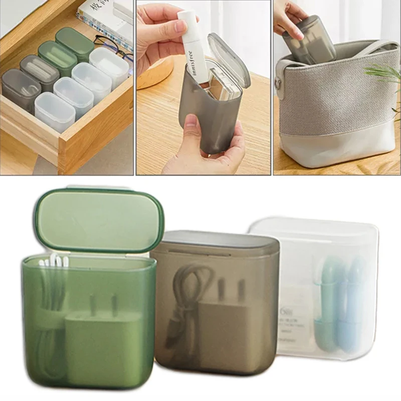 1/3PCS Portable Storage Boxes Frosted Wire Cable Earphones Container with Dustproof Covers Home Office Reusable Storage Tools