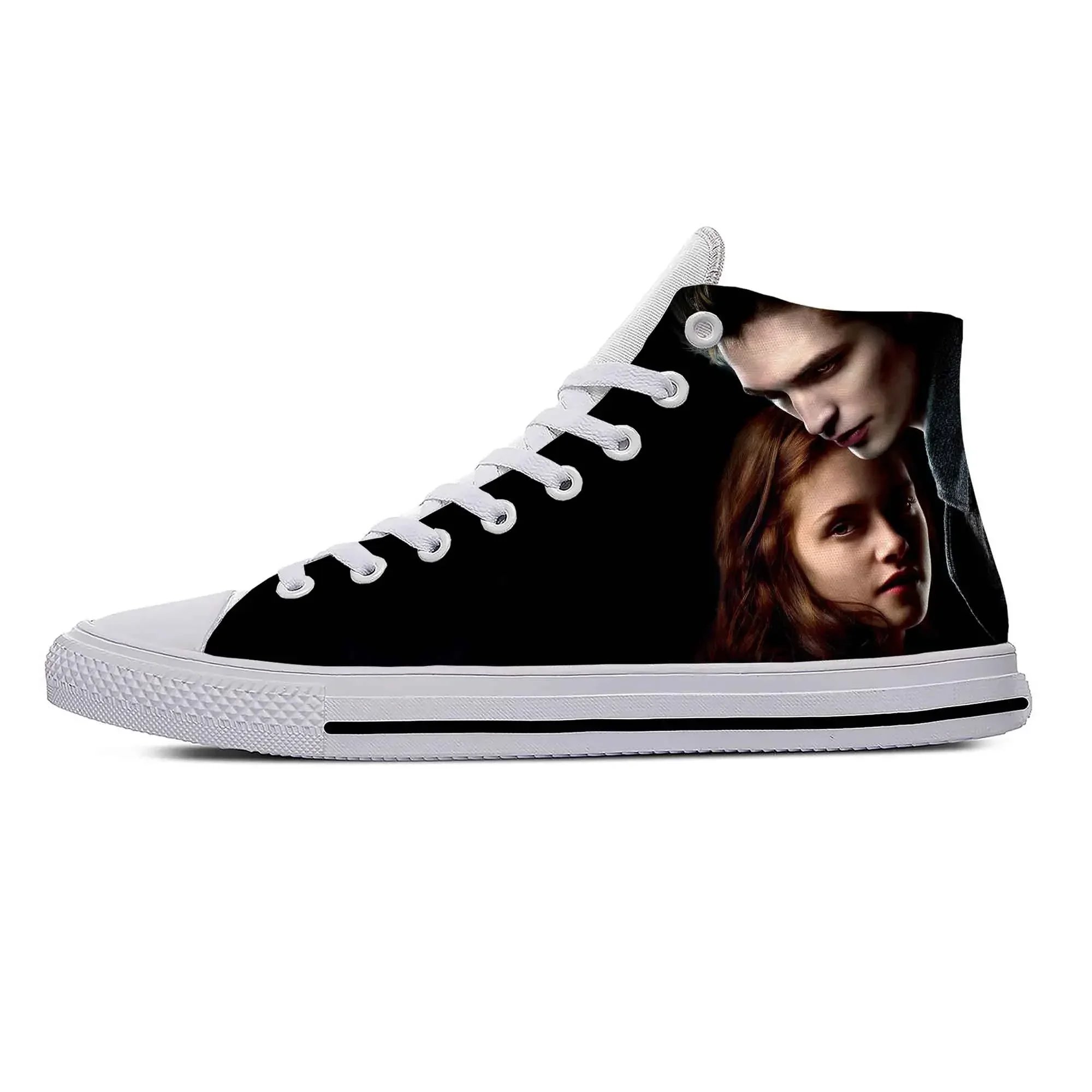 

Cartoon Bella Edward Twilight Saga Movie Vampire Casual Cloth Shoes High Top Men Women Sneakers High Help Classic Board Shoes