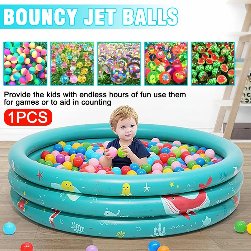 1PC 32mm Jumping Rubber Ball Toy Clear Anti Stress Kids Bath Balls Games Balls Swimming Bouncing Pool Toys Outdoor Water Pl Z9C5