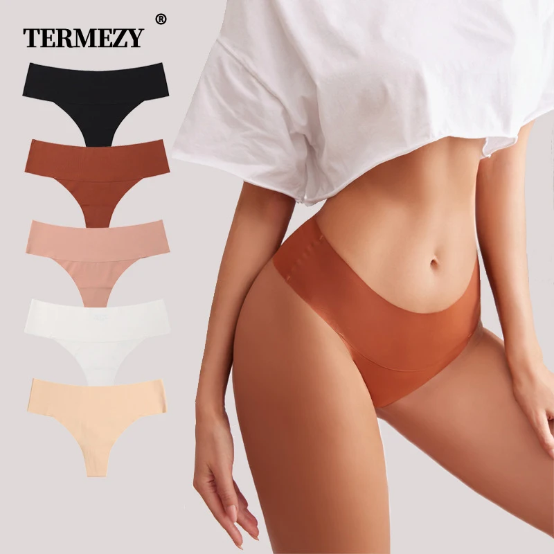 【Clearance Sale】Seamless Women's Ice Silk Panties Solid Color Simple G-string Breathable Comfortable Stretchy Silky Thongs