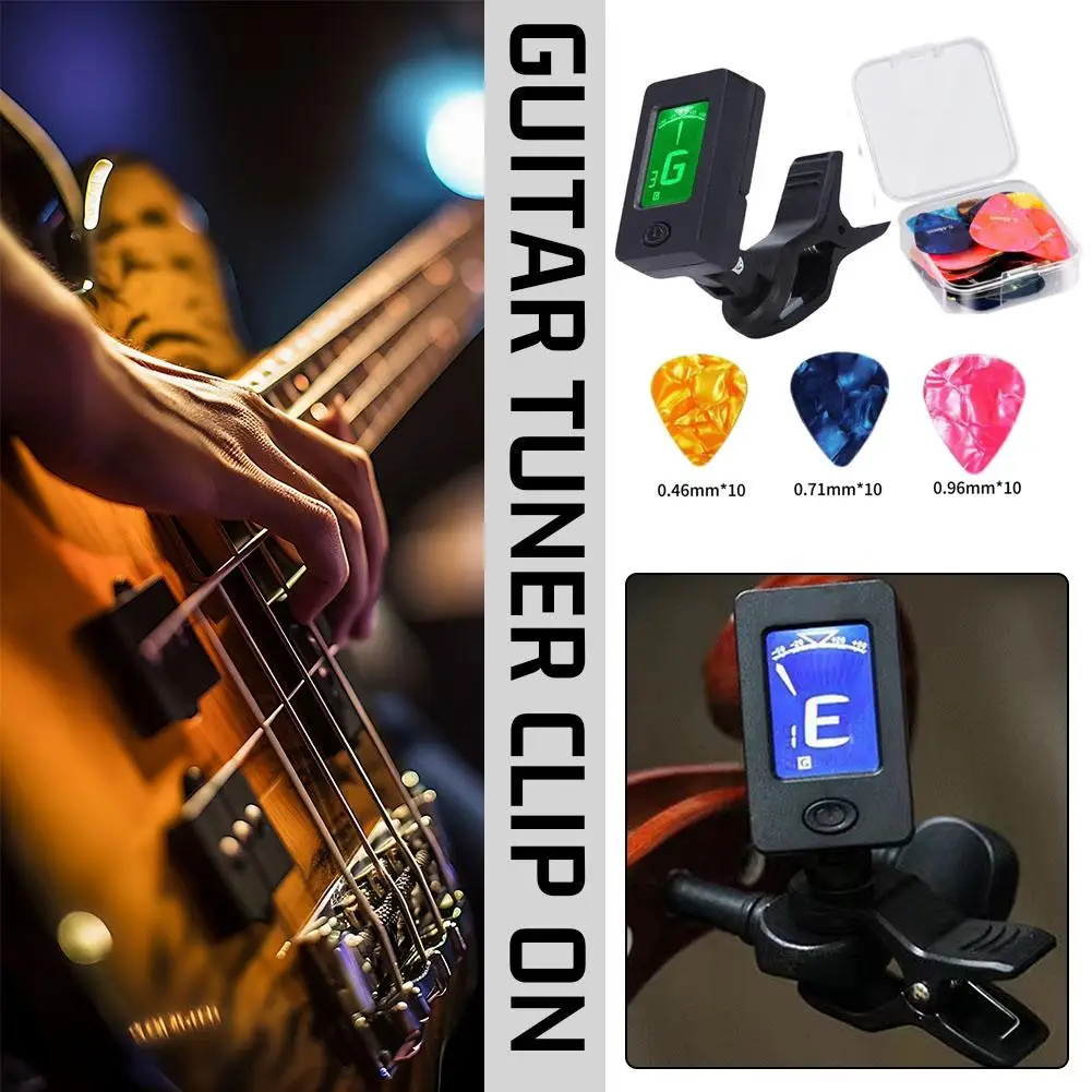 

360 Rotatable Degree Guitar Tuner Bass Guitar Ukulele Screen Tuner Violin Common Guitarra Tuning Picks +30 Accurate Fast Cl F7H9