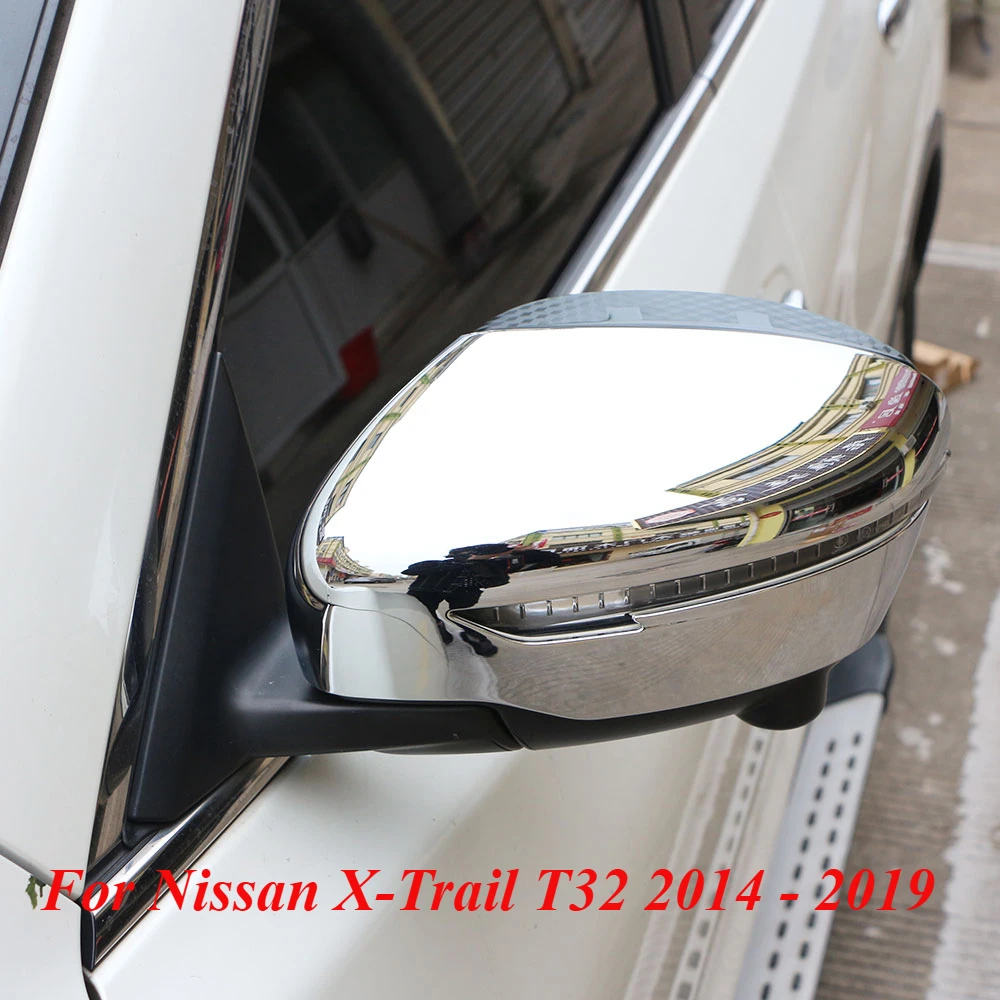 

For Nissan X-Trail T32 2014 - 2021 Xtrail Qashqai J11 2015-2022 Rear View Mirror Cover Trim Chrome Side Door Cap Molding