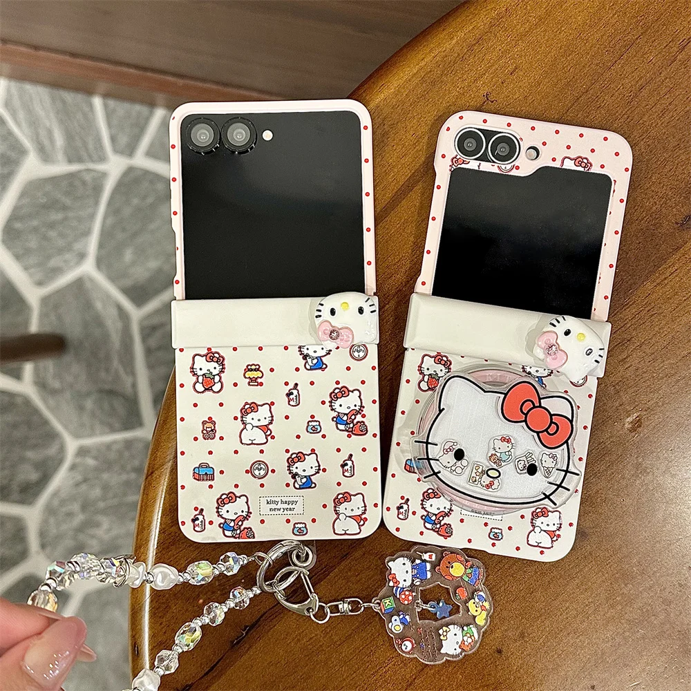 

Korean INS cute cartoon phone case for Samsung Galaxy Z Flip 5 4 3 Z Flip 7 6 flip 6 5 cover Hellokitty For Magsafe stand cases