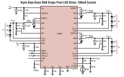 LT3597EUHG LT3597IUHG LT3597 - 60V Triple Step-Down LED Driver