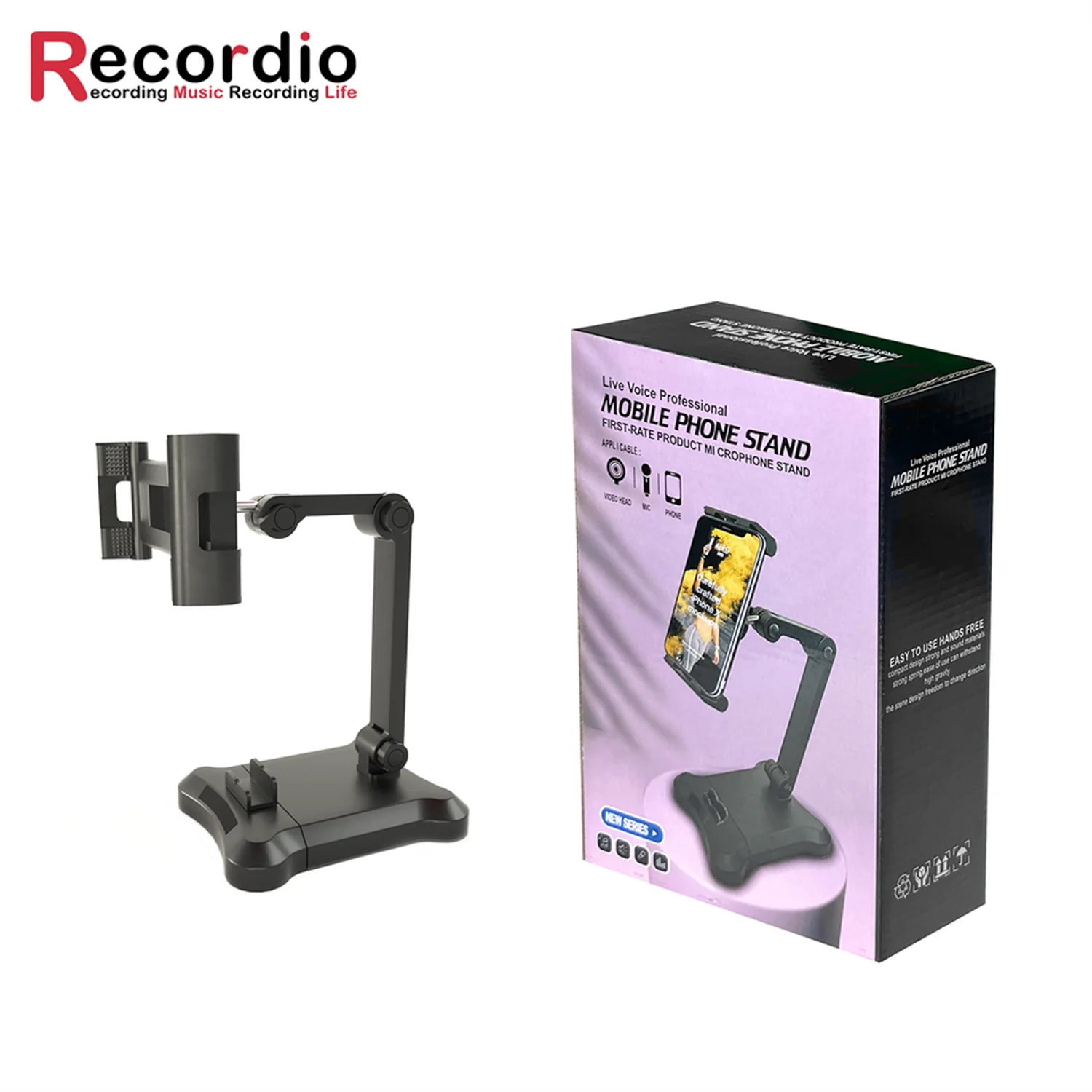 GAZ-NB40 게으른 데스크탑 베이스, 조정 가능한 태블릿 휴대폰 접이식 마이크 브래킷.