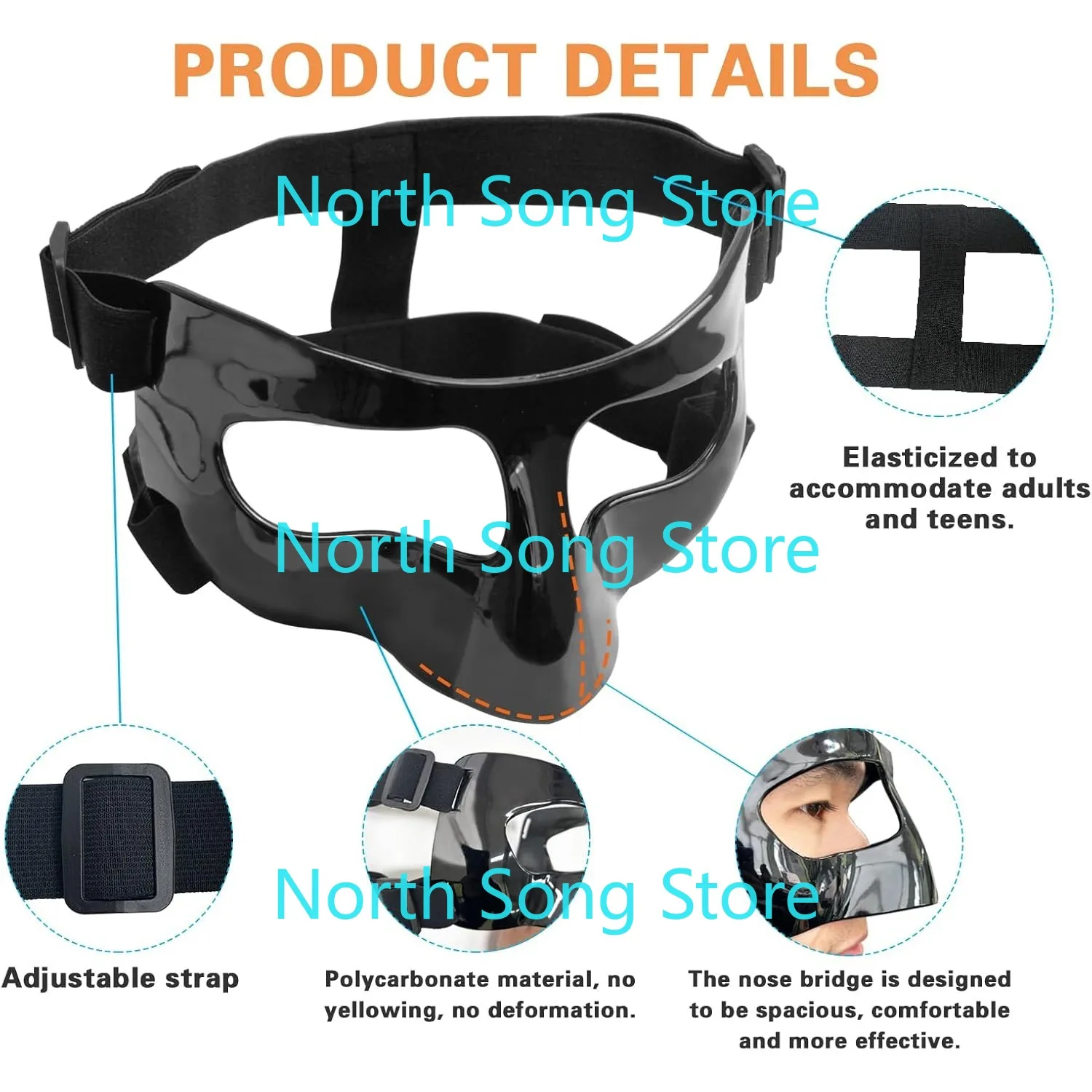 Nose Guard for Broken Nose, Protective Face Masks for Basketball and Soccer Sports,Adjustable Face Mask with Foam Padding