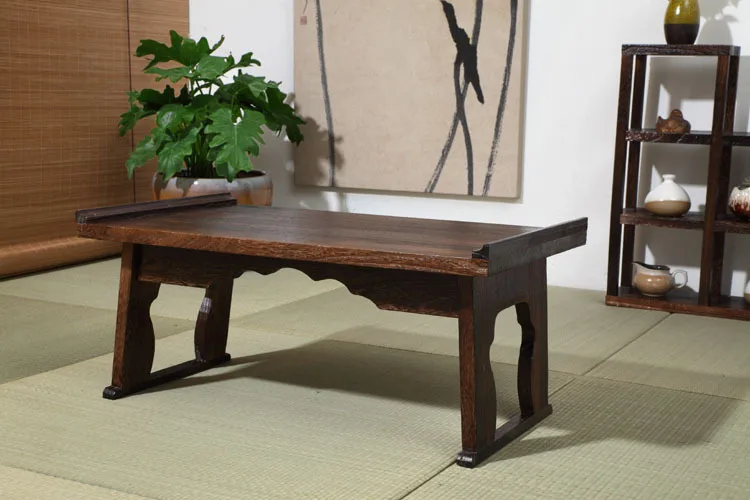 Japanese Antique Tray Table Folding Leg Rectangle 80cm Paulownia Wood Traditional Asian Furniture Living Room Tea Table image 2
