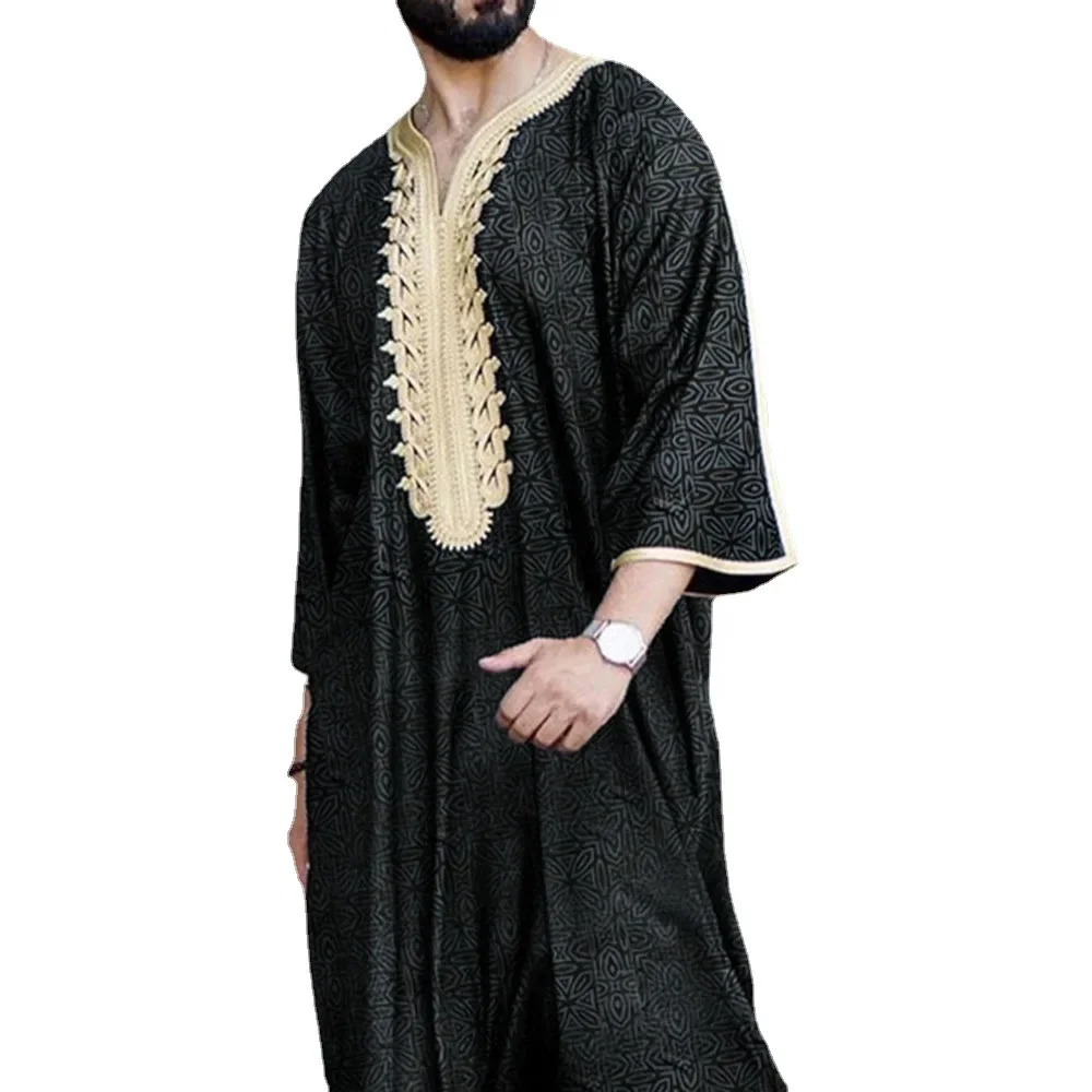 Nahen Osten Ramadan männer Freizeit Jugend Schwarz Muslimischen Robe Arabisch Muslimischen Mode Türkischen Shop Kleidung Männer Jubba Thobe