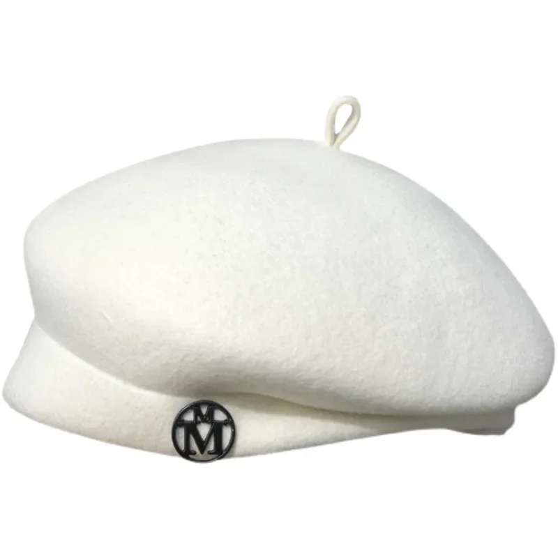 

White Wool Beret for Women - Classic British French Vintage Style Winter Hat