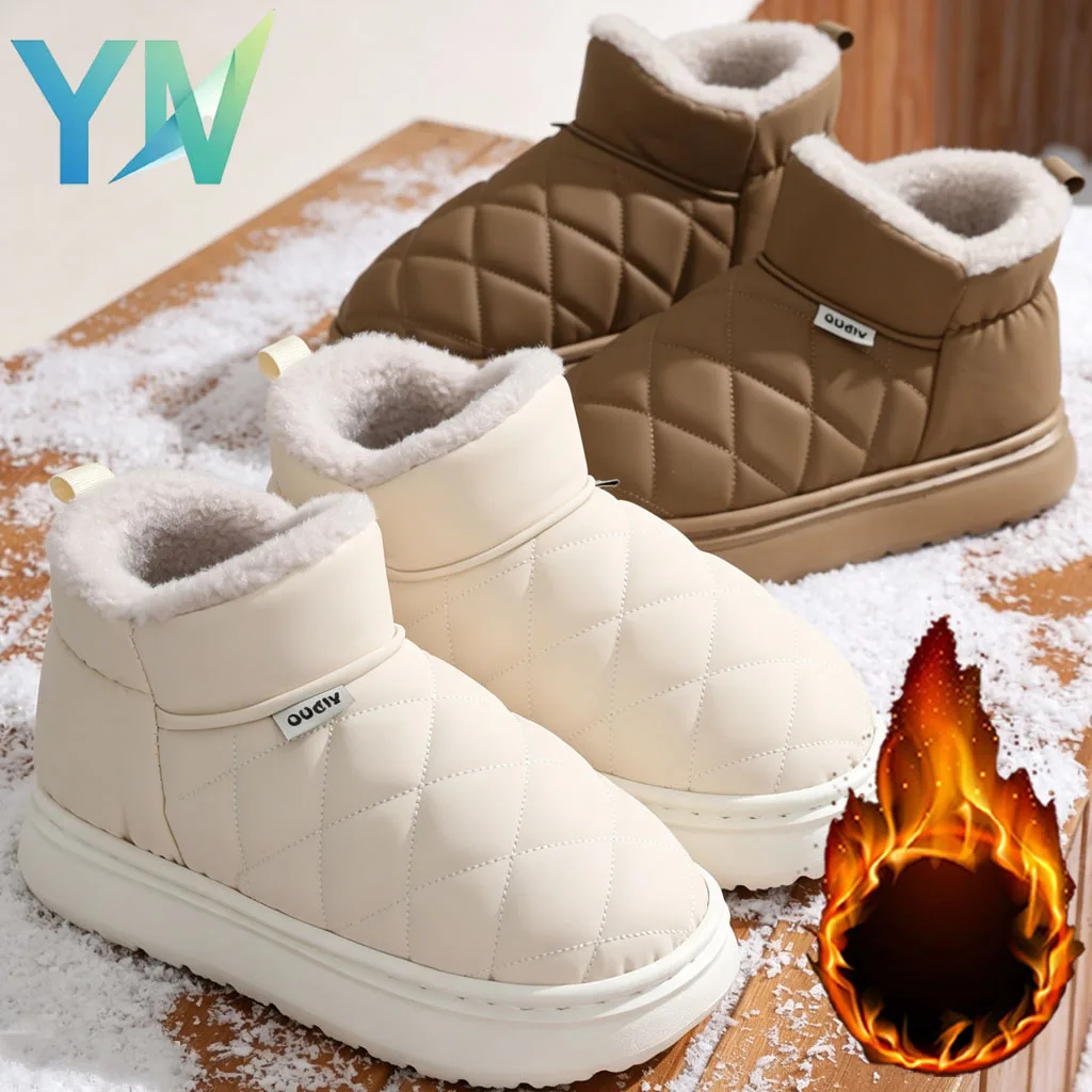 Winter Fleece Lined Slippers Anti Skid Thick Cushioned Sole Cozy Warm Men Women Indoor Home with Heel Wrap for Kitchen Bathroom