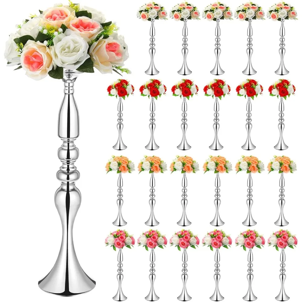 

24 Pcs Metal Wedding Centerpiece Table Decoration Gold Flower Stand 20 Inch Tall Wedding Flower Vase Centerpieces