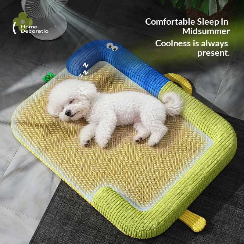 

Summer Pet Cooling Mat Ice Silk Breathable Dog Bed Foldable Non-Slip Portable Sleeping Pad for Cats Small Dogs Travel Home Use