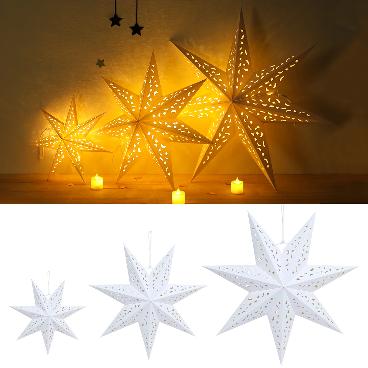 Christmas Hollow Out Star Hanging Pendant Merry Christmas Decorations for Home 2023 Xams Ornaments Navidad Noel New Year 2024