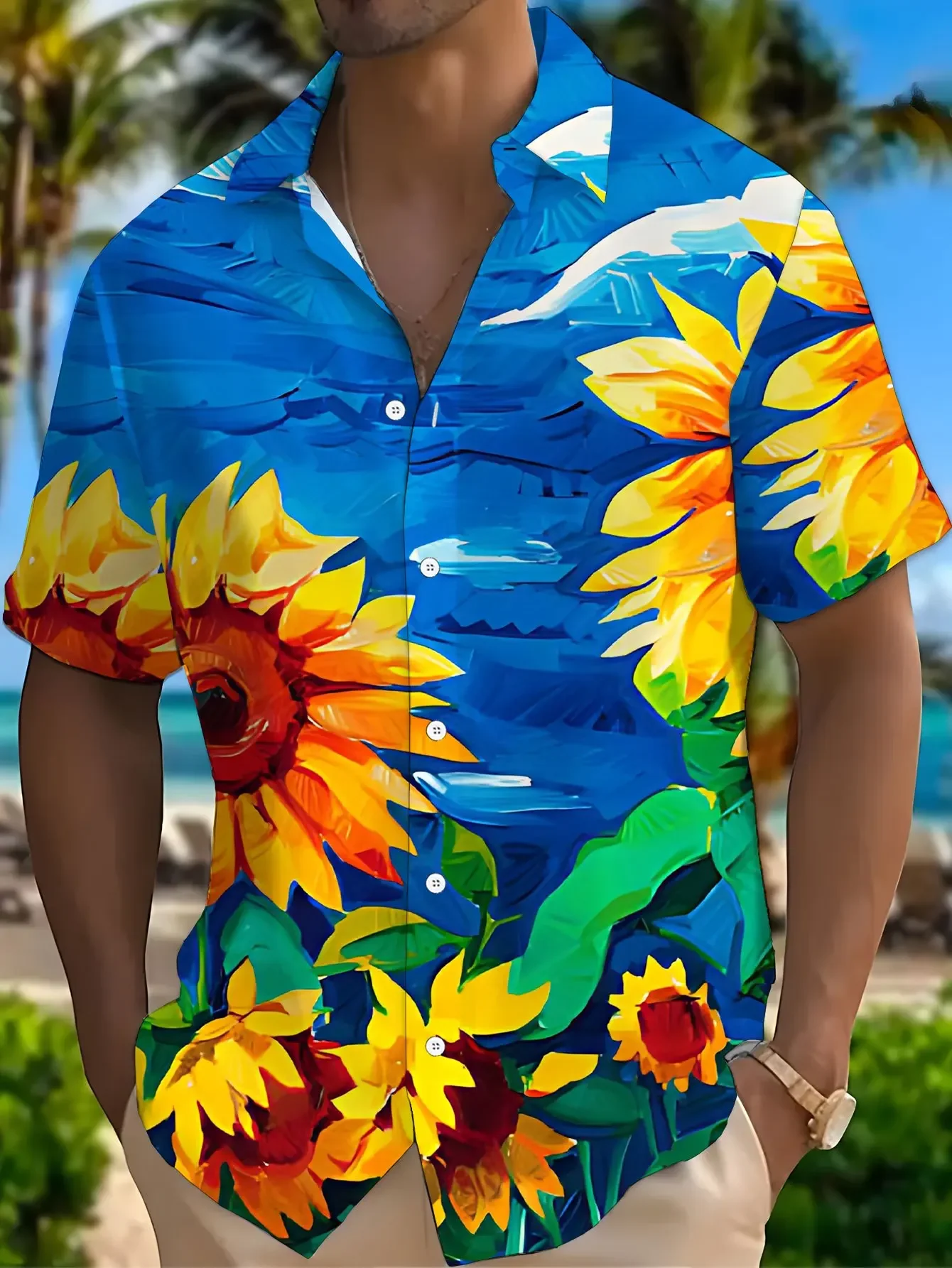 Summer Tropical Party Shirt Men Casual Man Short Sleeve Hawaiian Fashion Print Lightweight Breathable Beach Tops