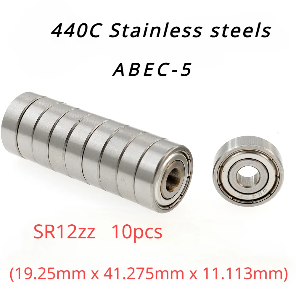 

Veekaft High Performance 440C Stainless Steel ABEC-5 Deep Groove Ball Bearings - SR12zz 19.25mmx41.275mmx11.113mm of 10pcs