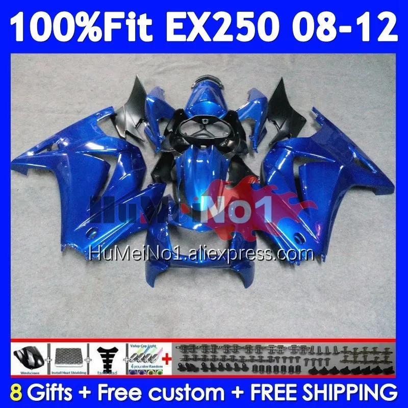 Bodys For KAWASAKI NINJA EX250 EX Glossy blue 250 R 250R 2008 2009 2010 2011 2012 232No.112 EX250R EX-250 08 09 10 11 12 Fairing