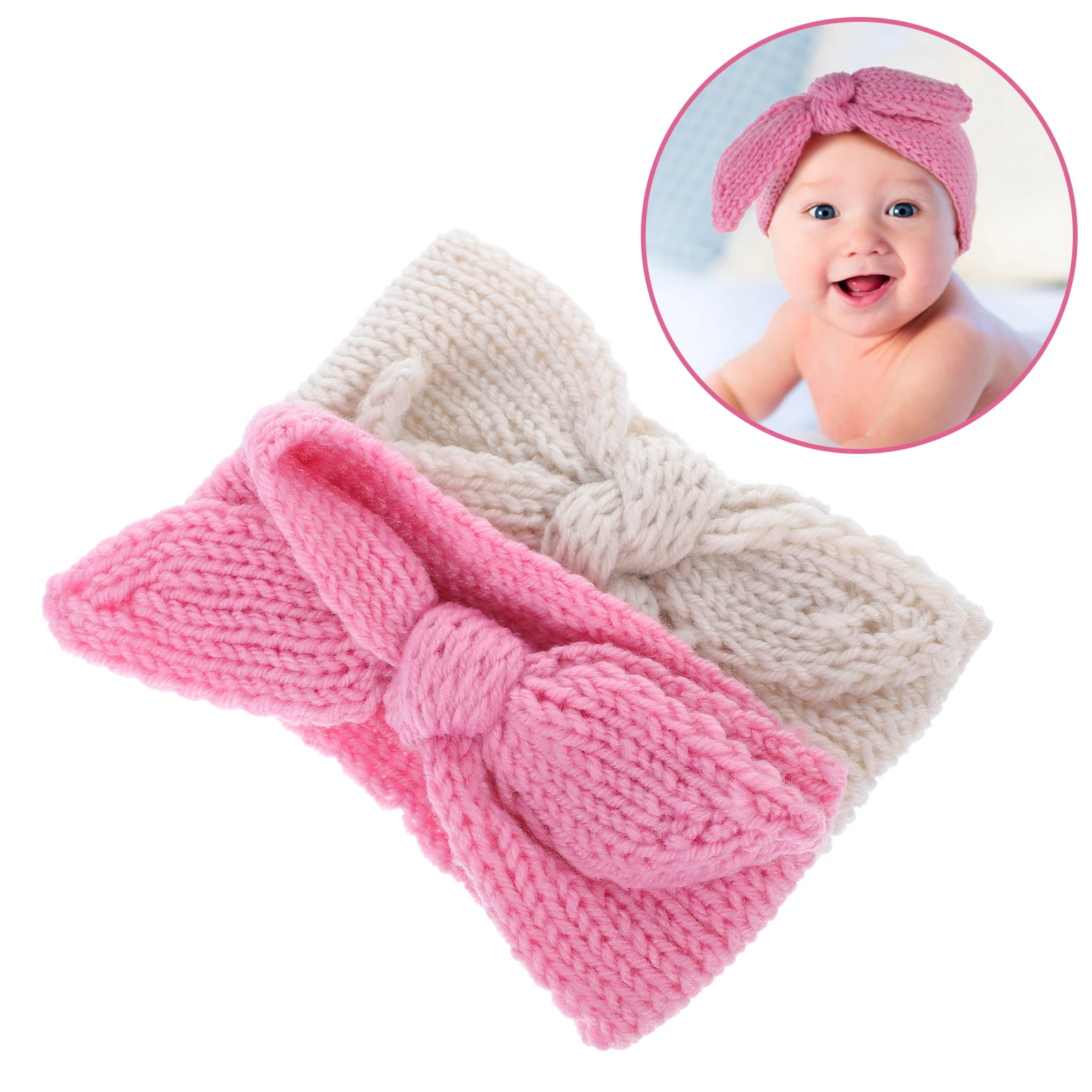 

2pcs Headbands Bow Knitted Hair Bands Party Hair Accessories Cute Headband Knitted Bow