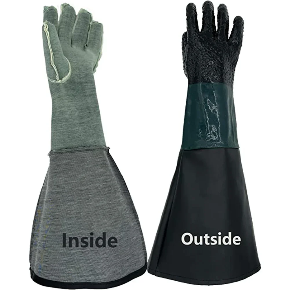 Gloves Sandblasting Gloves 60x28cm 48cmX24cm Comfortable Stitching Black PVC + Cotton Stitching Sand Blasting Gloves