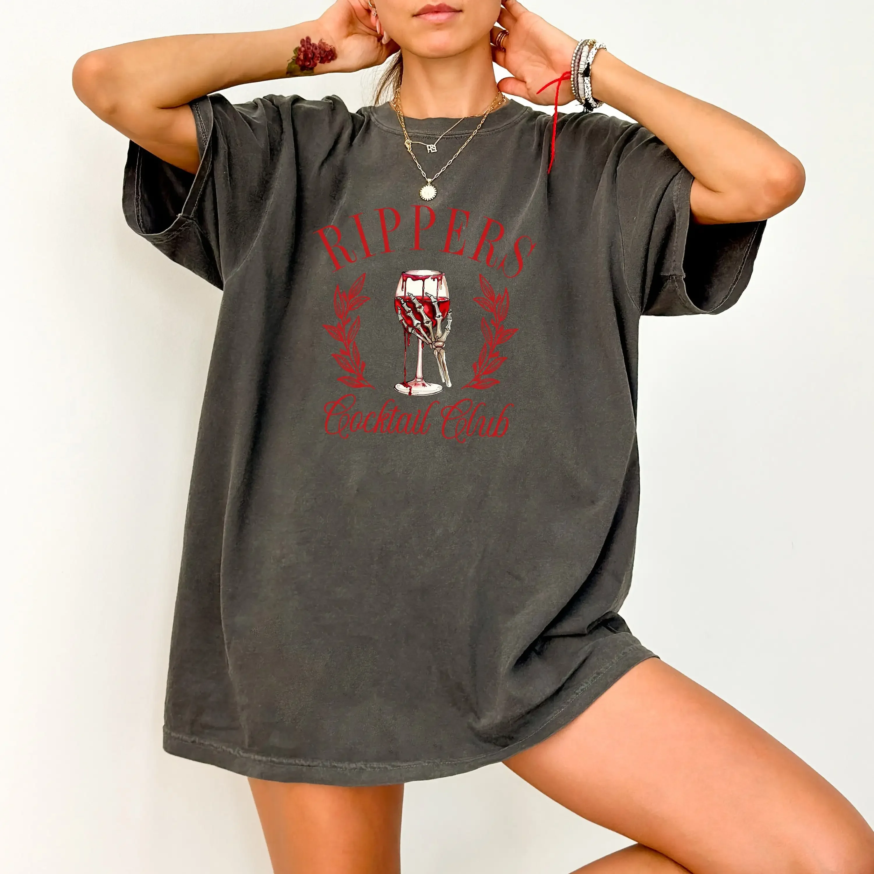 Rippers Cocktail Club Halloween colores cómodos camiseta vampiro Retro chica espeluznante monstruo otoño
