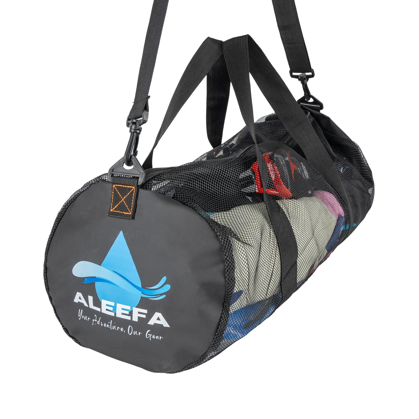 

Large 58x27x27cm Mesh Beach Bag – Lightweight Breathable Round Tube Duffel for Swimming, Diving & Travel ,Quick-Dry Open Air