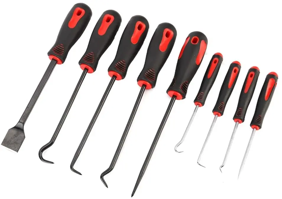 Universal 9Pcs Scraper Pick Hook Tool Set Auto Repair Gasket Seal Puller Remover Chrome Vanadium Steel O Ring Kit