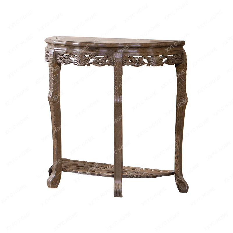 Chinese Solid Wood Half Moon Table Altar a Long Narrow Table Altar Console