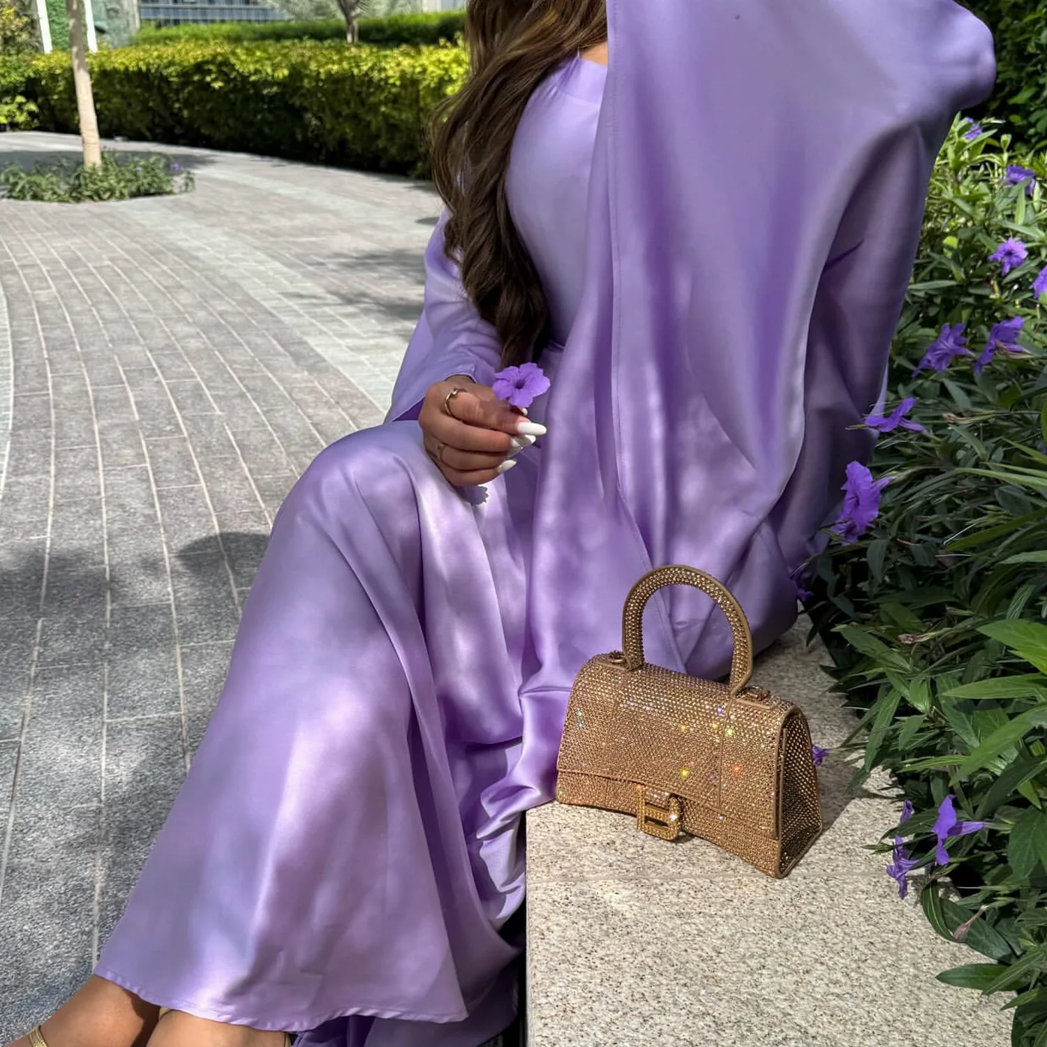 Eid Shiny Batwing Satin Abaya Dubai Luxury 2024 Muslim Abayas for Women Maxi Kaftan Dress Islamic Clothing Caftan Marocain Femme