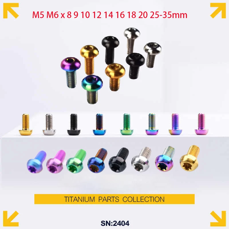 Titanium Torx Head Bolts M5 M6x8-35mm Bicycle Disc Brake Screws Colorful MTB Bike Color Non-slip Disc Screw Cycling Accessories