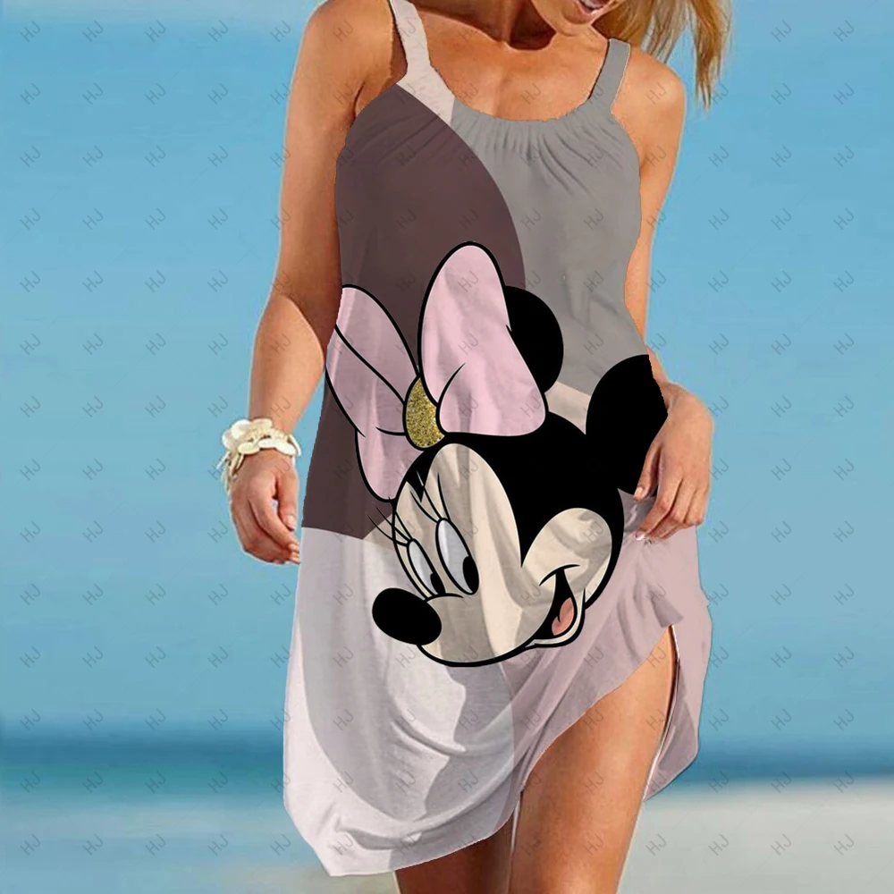 

Women'S Dresses O Neck Sleeveless Backless Camisole Mini Beach Sundress Mickey Mouse Loose Dress 2024 Summer New In Dresses