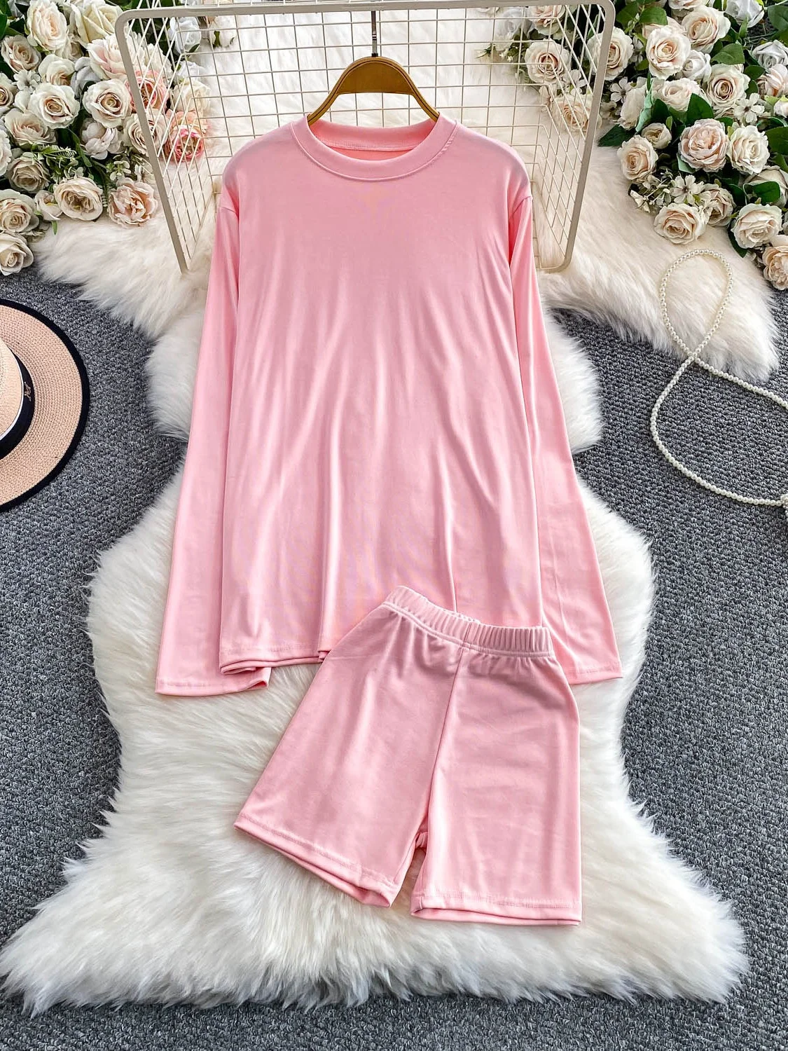 T-shirt casual rotonda Ne Top a vita alta orts Set Faion autunno inverno da donna Set dimagrante per il sollevamento del sedere in due pezzi