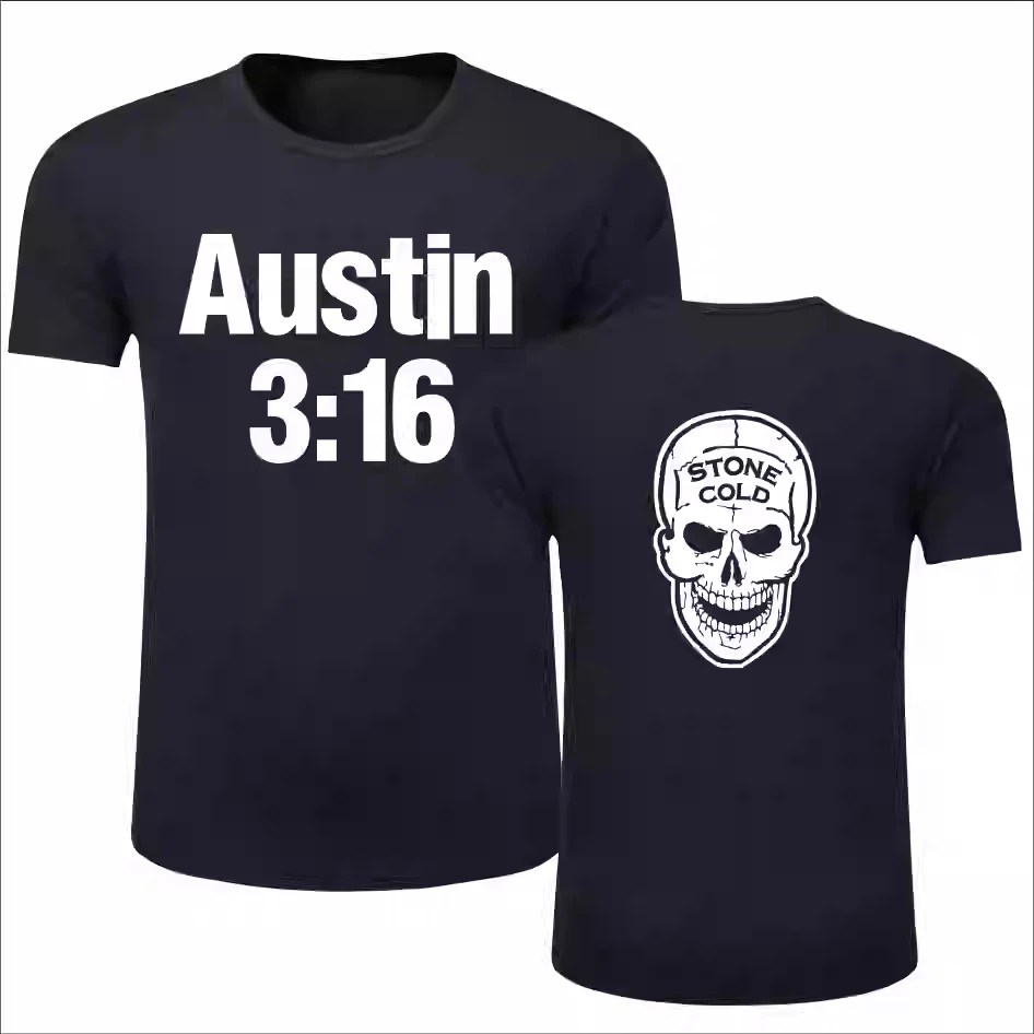 

New Cold Stone Steve Austin T-shirt Summer W Stone Cold Men's Fashion Round Neck Short Sleeve