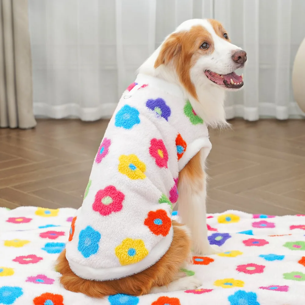 

XS-8XL Pet Winter Warm Vest Puppy Clothes for Small Medium Big Dog Soft Golden Retriever Vest With Flower Clothing Pet Suppllies