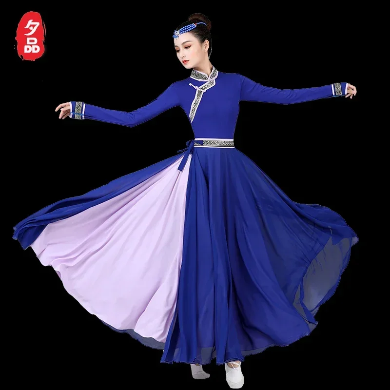 Mongolian performance clothes, ethnic minority clothes, modern style dance art test dress set single piece