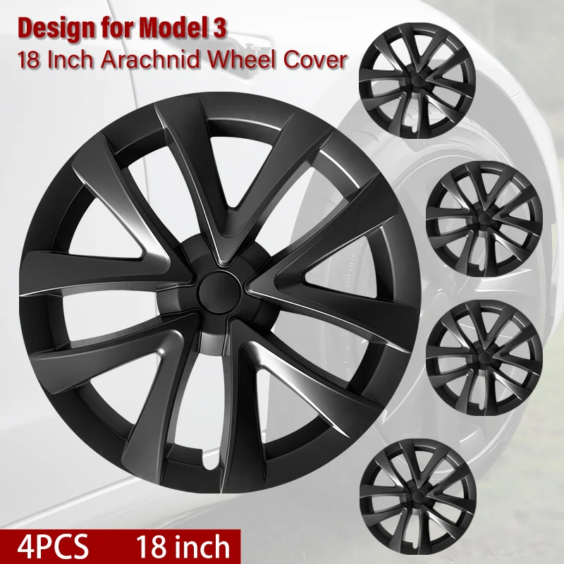 Wheel Hubcap For Tesla Model 3 2017-2023 18Inch Arachnid Style Hub Cap Automobile Replacemen Wheel Cover Wheel Cap Full Rim Cove