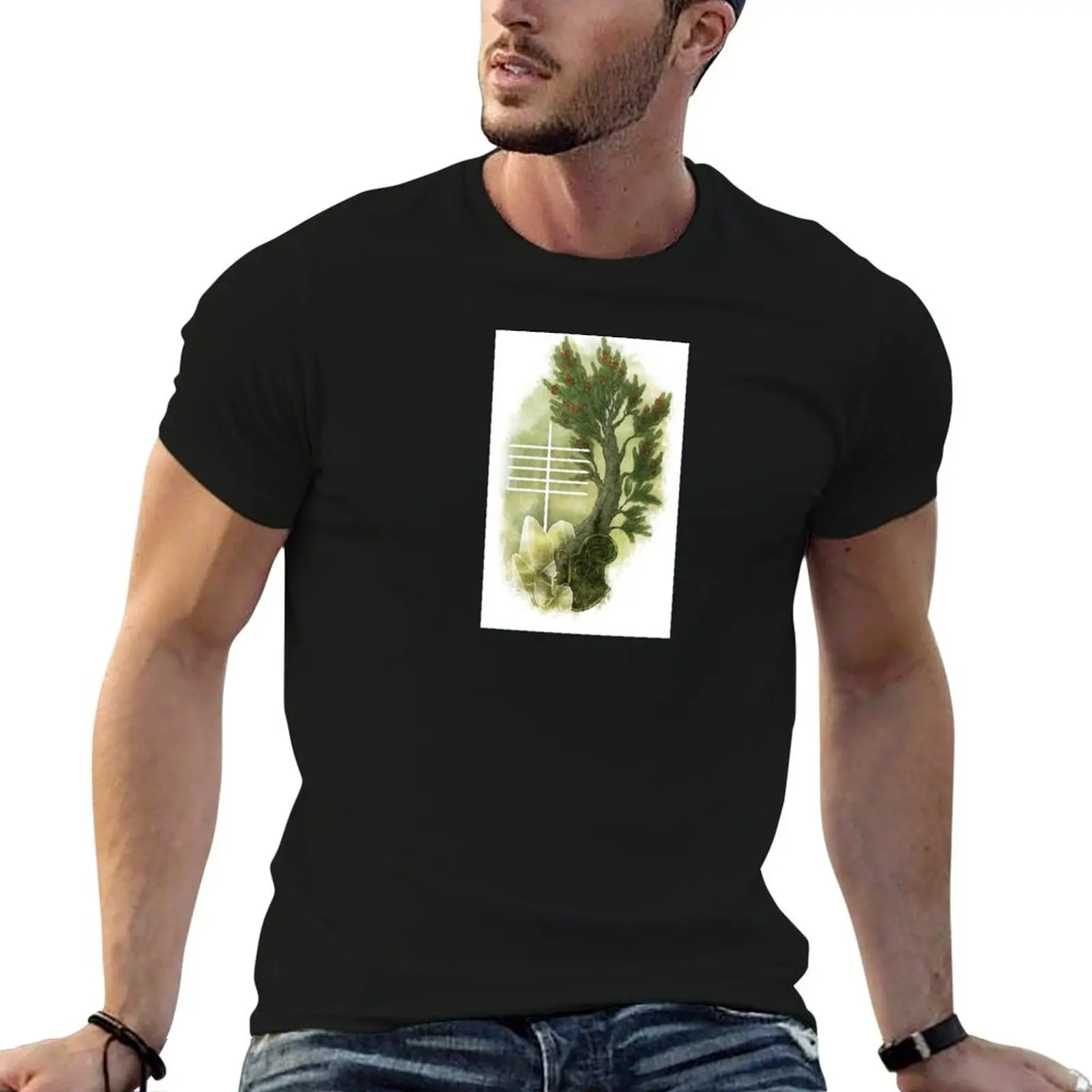 

T-Shirt art The OGHAM for plain Tree man shirts for t package funny cotton - black Yew IODHADH cotton t-shirt man