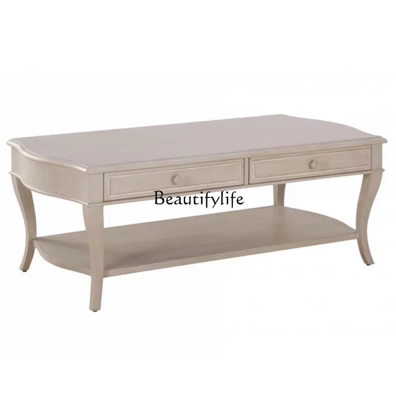 

American solid wood coffee table art antique coffee table curved tea corner table living room furniture