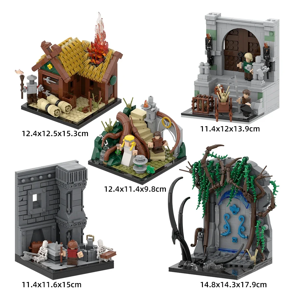 MOC Medieval Architecture helmss Deep Building Blocks Movie Scene The Rings  Model Oliphants Mech Bricks Assembled Toy Kids Gift